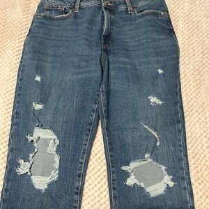 Old Navy Blue Distressed Straight Leg Jeans